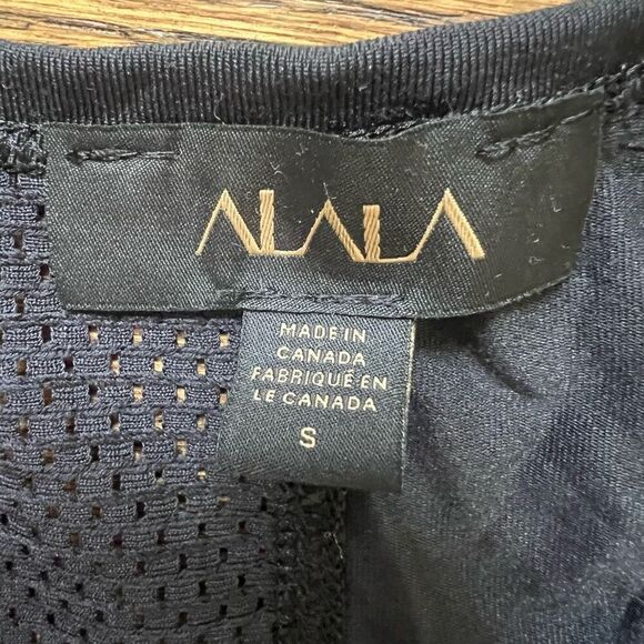 Alala Womens Black Mesh Dual Split Crew Neck Tank Top Size Small - Picture 4 of 8